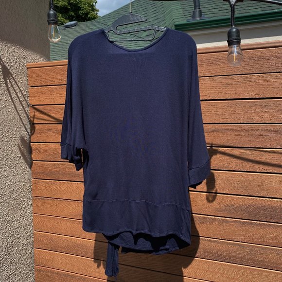Ted Baker Drape Jersey Tee Navy Size 3 (USA 8) - Picture 3 of 6
